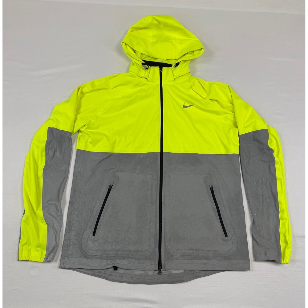 Nike Running Dri-FIT Reflective Flash Jacket Mens L‎ Neon Volt Grey 553680-702